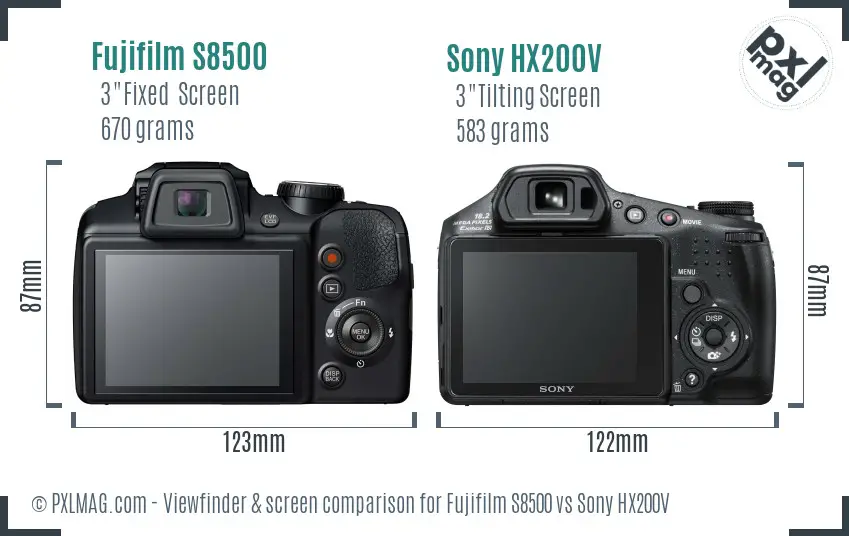 Fujifilm S8500 vs Sony HX200V Screen and Viewfinder comparison