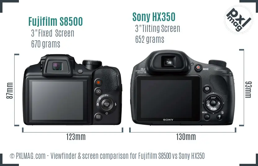 Fujifilm S8500 vs Sony HX350 Screen and Viewfinder comparison