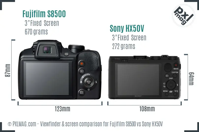Fujifilm S8500 vs Sony HX50V Screen and Viewfinder comparison