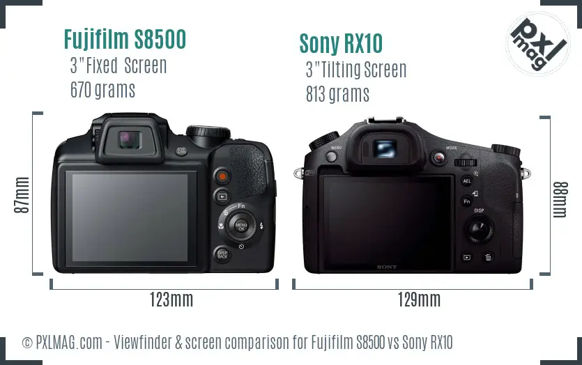 Fujifilm S8500 vs Sony RX10 Screen and Viewfinder comparison