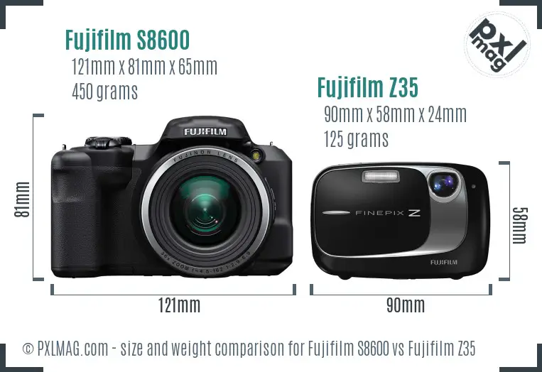 Fujifilm S8600 vs Fujifilm Z35 size comparison