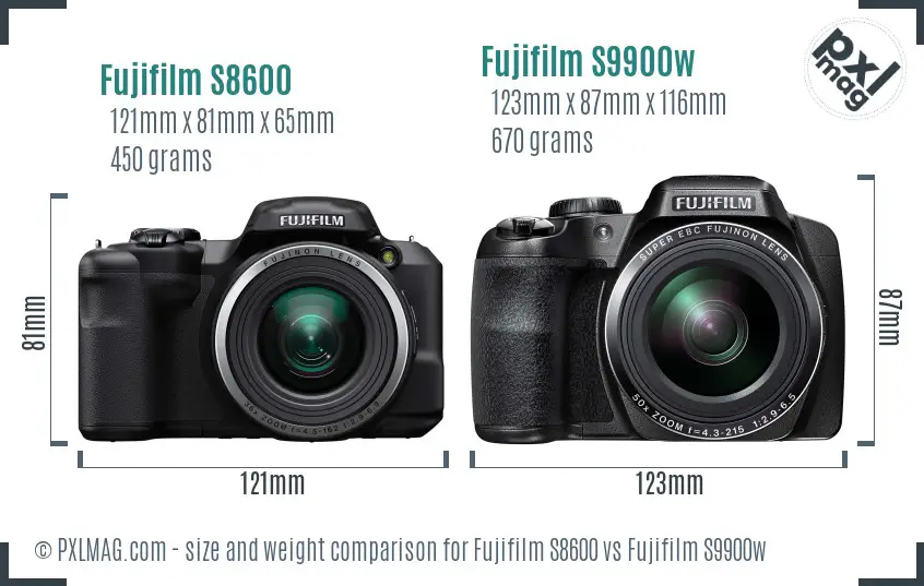 Fujifilm S8600 vs Fujifilm S9900w size comparison
