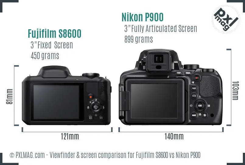 Fujifilm S8600 vs Nikon P900 Screen and Viewfinder comparison Fujifilm S8600 vs Nikon P900 Screen and Viewfinder comparison