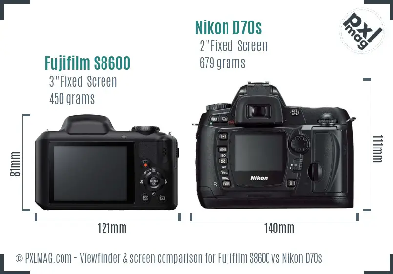 Fujifilm S8600 vs Nikon D70s Screen and Viewfinder comparison
