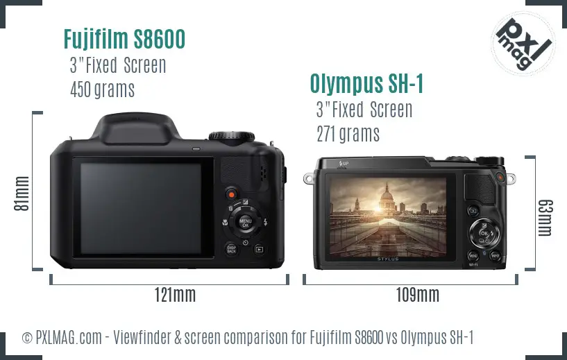 Fujifilm S8600 vs Olympus SH-1 Screen and Viewfinder comparison Fujifilm S8600 vs Olympus SH-1 Screen and Viewfinder comparison