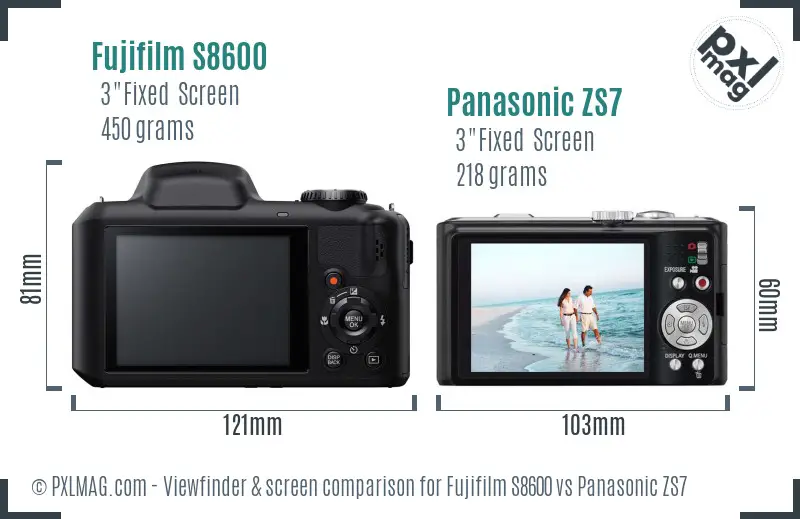 Fujifilm S8600 vs Panasonic ZS7 Screen and Viewfinder comparison Fujifilm S8600 vs Panasonic ZS7 Screen and Viewfinder comparison