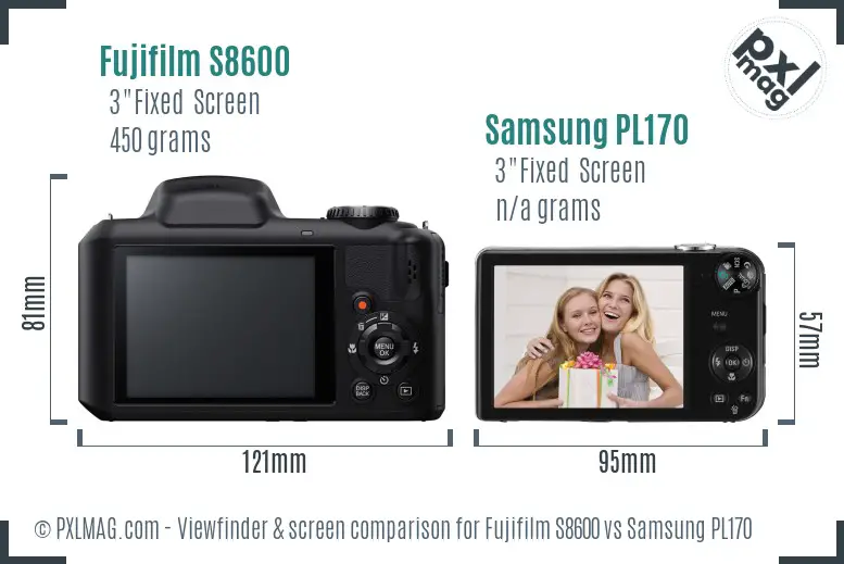 Fujifilm S8600 vs Samsung PL170 Screen and Viewfinder comparison Fujifilm S8600 vs Samsung PL170 Screen and Viewfinder comparison