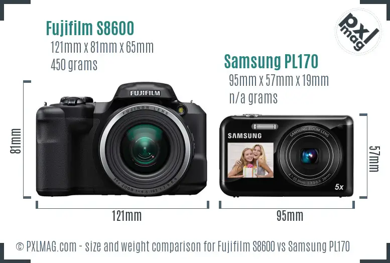 Fujifilm S8600 vs Samsung PL170 size comparison Fujifilm S8600 vs Samsung PL170 size comparison