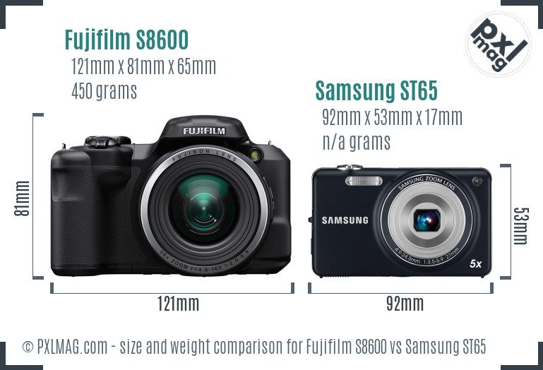 Fujifilm S8600 vs Samsung ST65 size comparison Fujifilm S8600 vs Samsung ST65 size comparison
