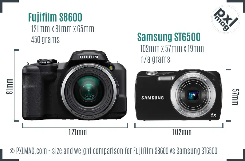 Fujifilm S8600 vs Samsung ST6500 size comparison