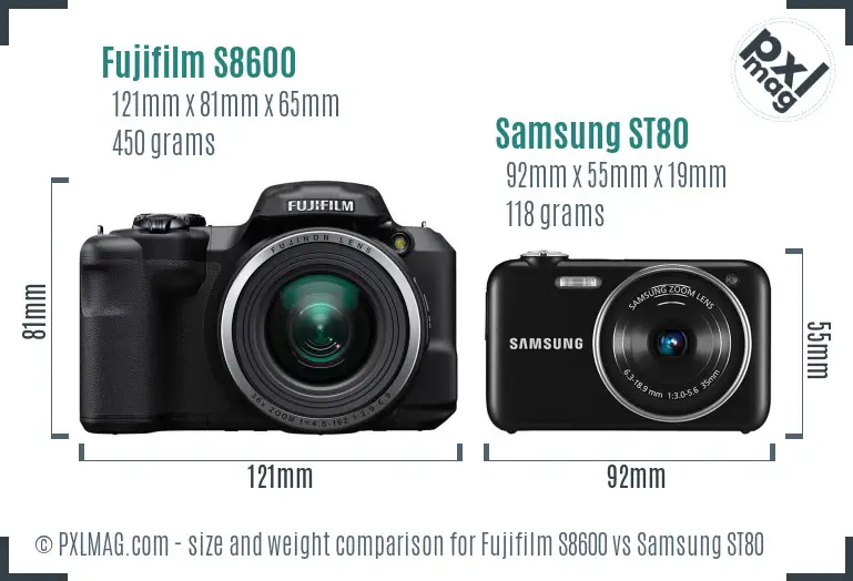 Fujifilm S8600 vs Samsung ST80 size comparison Fujifilm S8600 vs Samsung ST80 size comparison