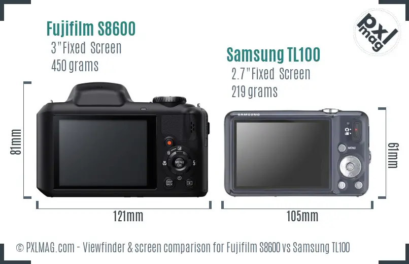 Fujifilm S8600 vs Samsung TL100 Screen and Viewfinder comparison Fujifilm S8600 vs Samsung TL100 Screen and Viewfinder comparison