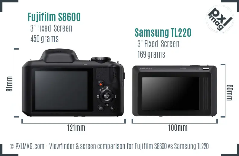 Fujifilm S8600 vs Samsung TL220 Screen and Viewfinder comparison Fujifilm S8600 vs Samsung TL220 Screen and Viewfinder comparison