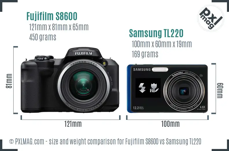 Fujifilm S8600 vs Samsung TL220 size comparison Fujifilm S8600 vs Samsung TL220 size comparison
