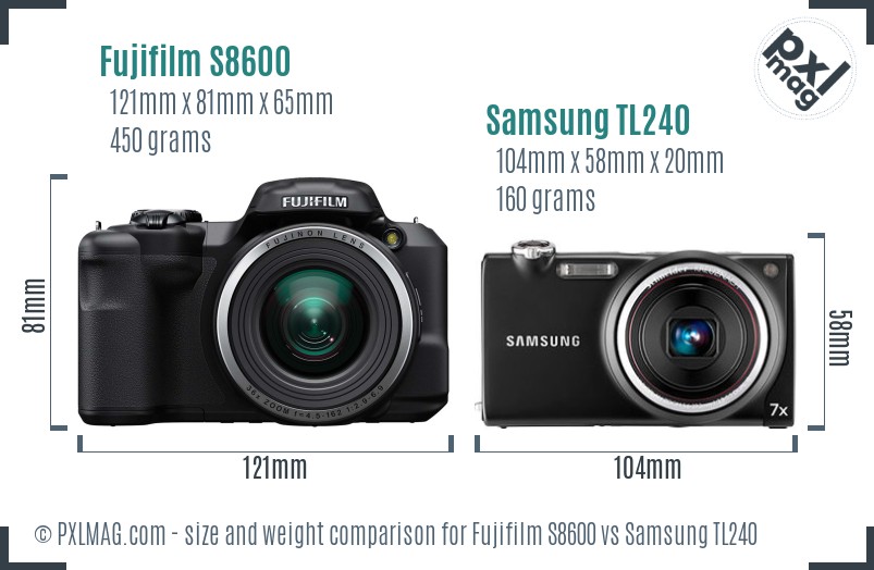 Fujifilm S8600 vs Samsung TL240 size comparison Fujifilm S8600 vs Samsung TL240 size comparison