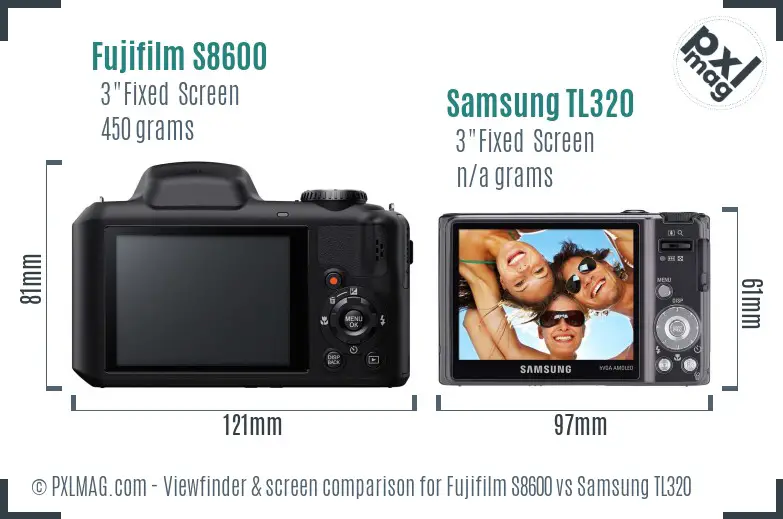 Fujifilm S8600 vs Samsung TL320 Screen and Viewfinder comparison Fujifilm S8600 vs Samsung TL320 Screen and Viewfinder comparison