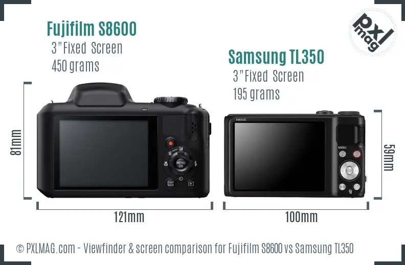 Fujifilm S8600 vs Samsung TL350 Screen and Viewfinder comparison Fujifilm S8600 vs Samsung TL350 Screen and Viewfinder comparison