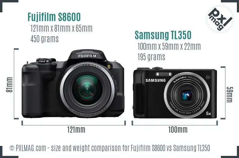 Fujifilm S8600 vs Samsung TL350 size comparison Fujifilm S8600 vs Samsung TL350 size comparison
