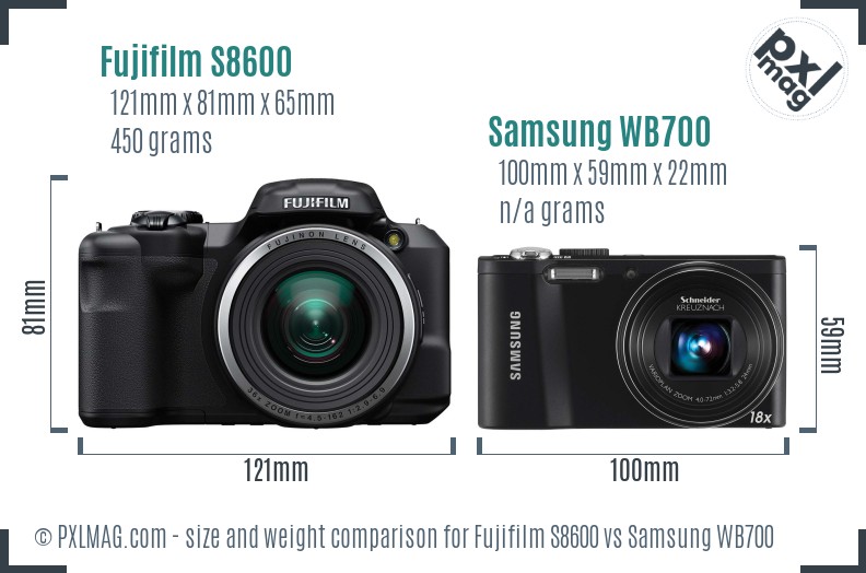 Fujifilm S8600 vs Samsung WB700 size comparison Fujifilm S8600 vs Samsung WB700 size comparison