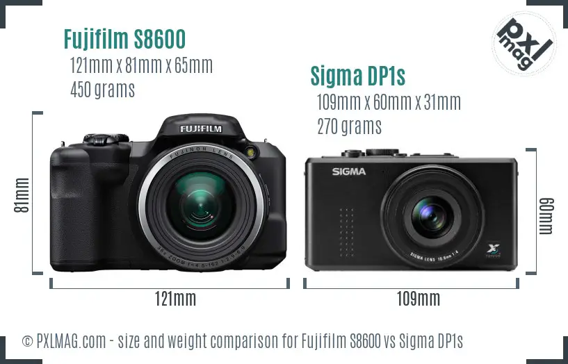 Fujifilm S8600 vs Sigma DP1s size comparison Fujifilm S8600 vs Sigma DP1s size comparison
