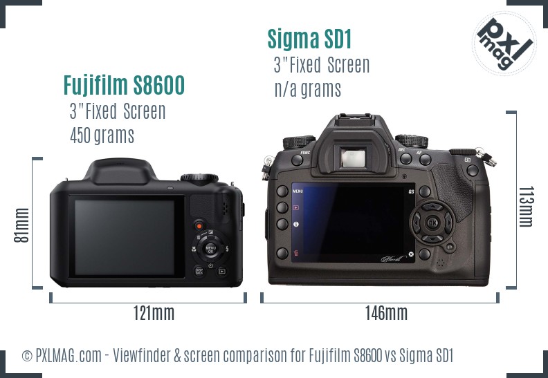 Fujifilm S8600 vs Sigma SD1 Screen and Viewfinder comparison