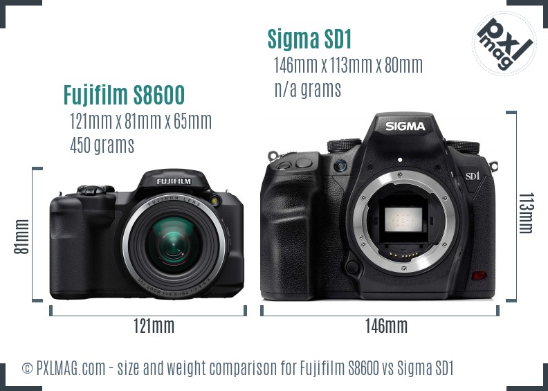 Fujifilm S8600 vs Sigma SD1 size comparison