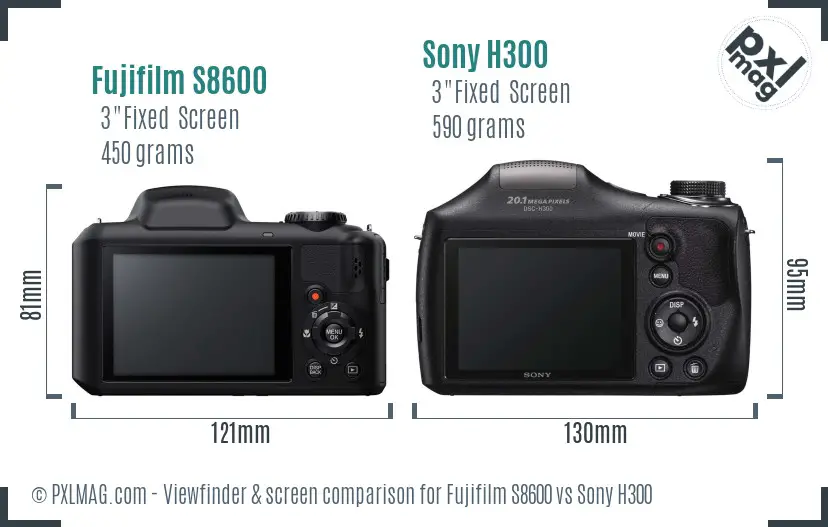 Fujifilm S8600 vs Sony H300 Screen and Viewfinder comparison Fujifilm S8600 vs Sony H300 Screen and Viewfinder comparison
