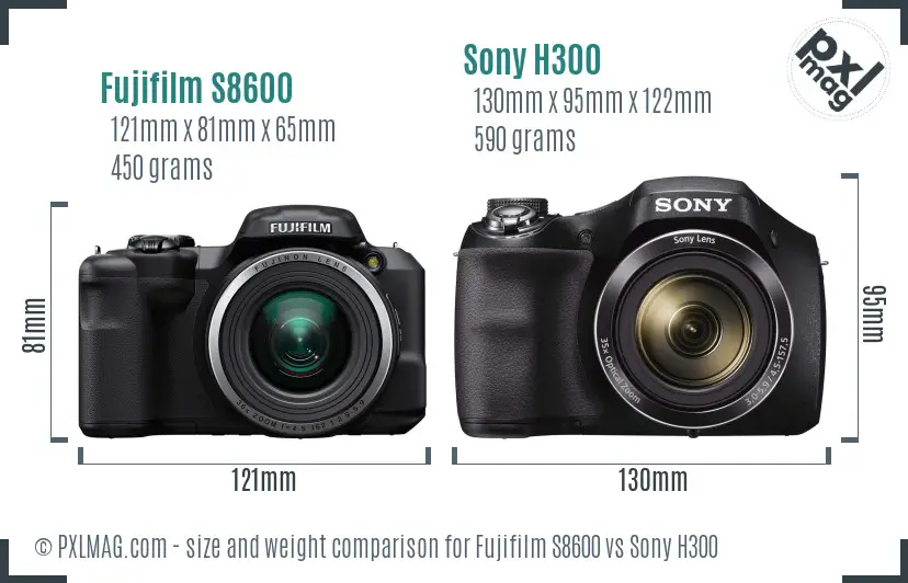 Fujifilm S8600 vs Sony H300 size comparison Fujifilm S8600 vs Sony H300 size comparison