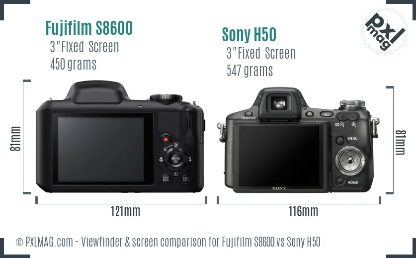 Fujifilm S8600 vs Sony H50 Screen and Viewfinder comparison Fujifilm S8600 vs Sony H50 Screen and Viewfinder comparison