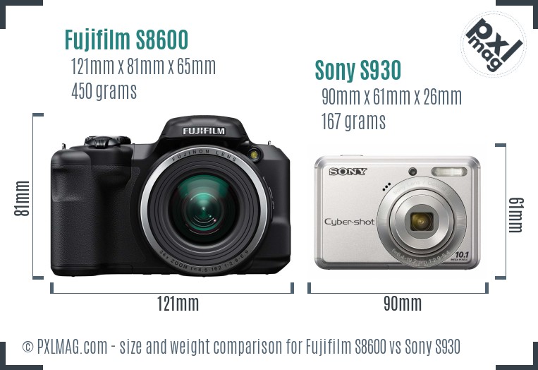 Fujifilm S8600 vs Sony S930 size comparison Fujifilm S8600 vs Sony S930 size comparison