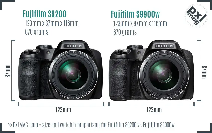 Fujifilm S9200 vs Fujifilm S9900w size comparison