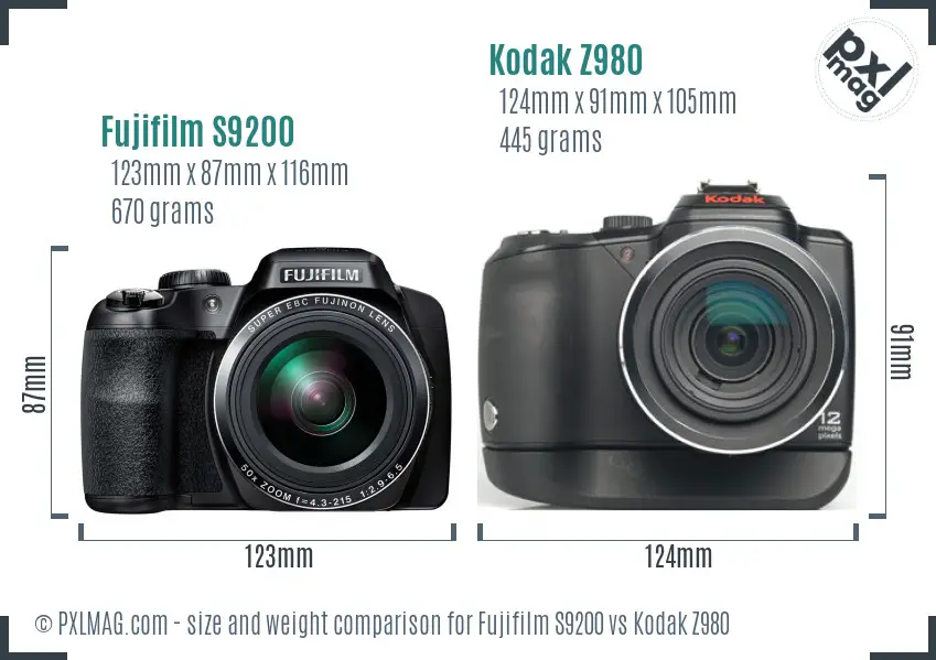 Fujifilm S9200 vs Kodak Z980 size comparison Fujifilm S9200 vs Kodak Z980 size comparison