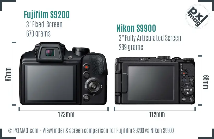 Fujifilm S9200 vs Nikon S9900 Screen and Viewfinder comparison Fujifilm S9200 vs Nikon S9900 Screen and Viewfinder comparison