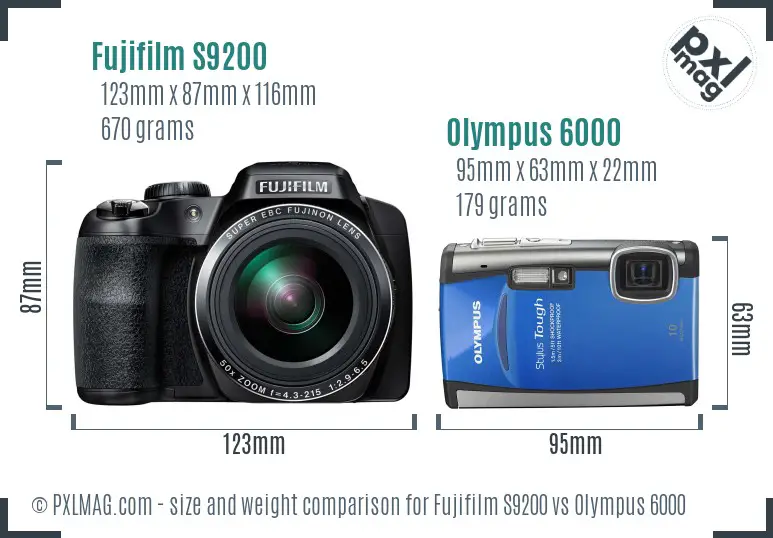 Fujifilm S9200 vs Olympus 6000 size comparison