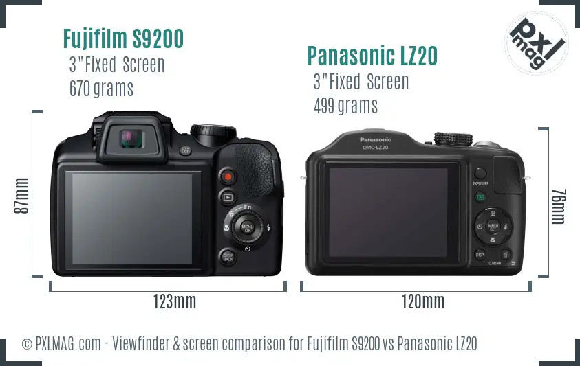 Fujifilm S9200 vs Panasonic LZ20 Screen and Viewfinder comparison Fujifilm S9200 vs Panasonic LZ20 Screen and Viewfinder comparison