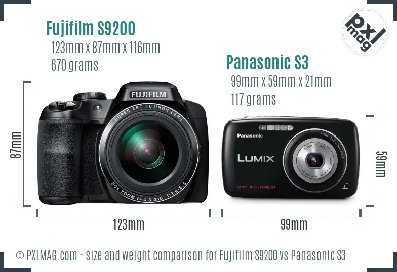 Fujifilm S9200 vs Panasonic S3 size comparison