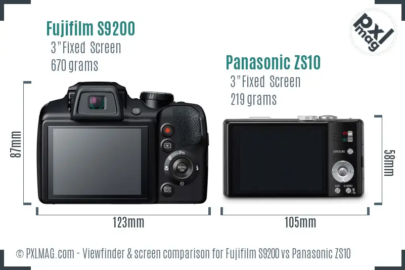 Fujifilm S9200 vs Panasonic ZS10 Screen and Viewfinder comparison Fujifilm S9200 vs Panasonic ZS10 Screen and Viewfinder comparison
