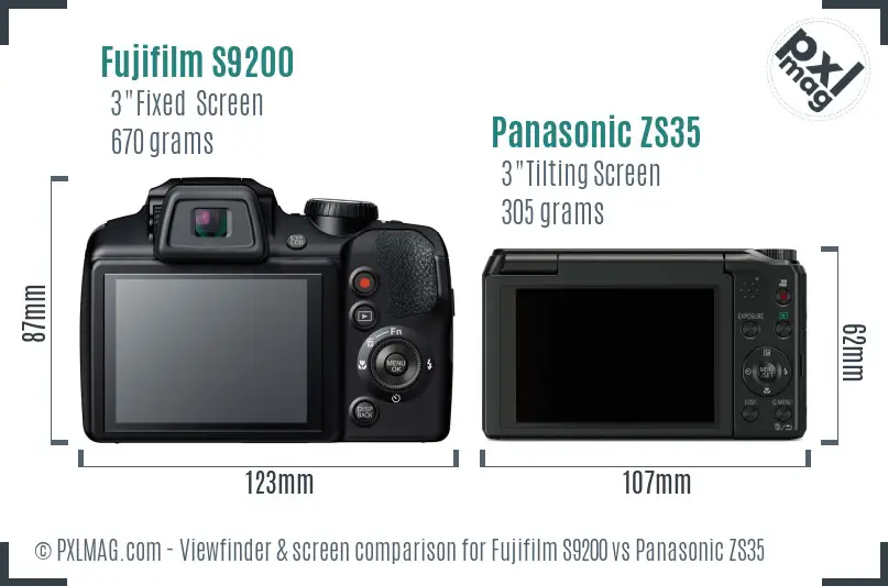 Fujifilm S9200 vs Panasonic ZS35 Screen and Viewfinder comparison Fujifilm S9200 vs Panasonic ZS35 Screen and Viewfinder comparison