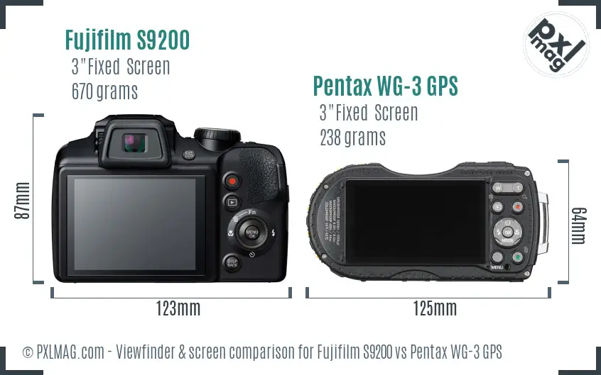 Fujifilm S9200 vs Pentax WG-3 GPS Screen and Viewfinder comparison Fujifilm S9200 vs Pentax WG-3 GPS Screen and Viewfinder comparison