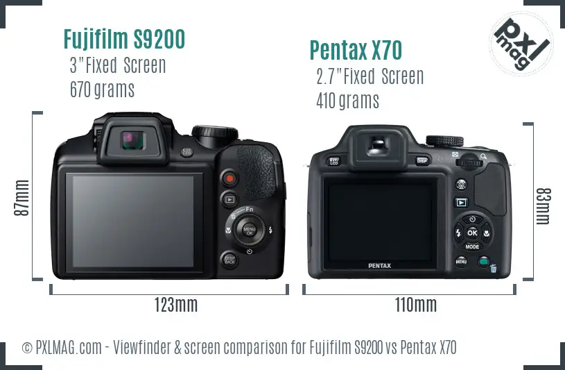 Fujifilm S9200 vs Pentax X70 Screen and Viewfinder comparison Fujifilm S9200 vs Pentax X70 Screen and Viewfinder comparison