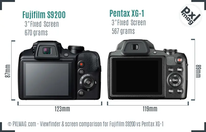 Fujifilm S9200 vs Pentax XG-1 Screen and Viewfinder comparison