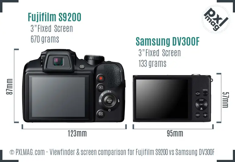 Fujifilm S9200 vs Samsung DV300F Screen and Viewfinder comparison Fujifilm S9200 vs Samsung DV300F Screen and Viewfinder comparison