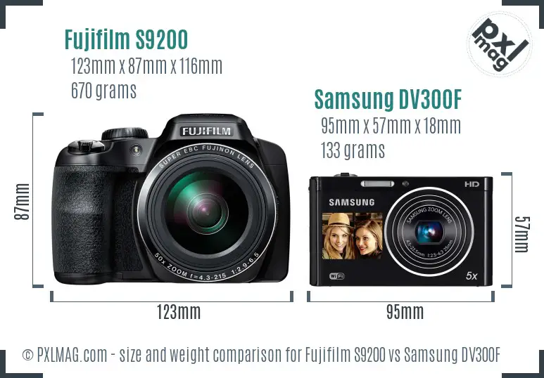 Fujifilm S9200 vs Samsung DV300F size comparison Fujifilm S9200 vs Samsung DV300F size comparison