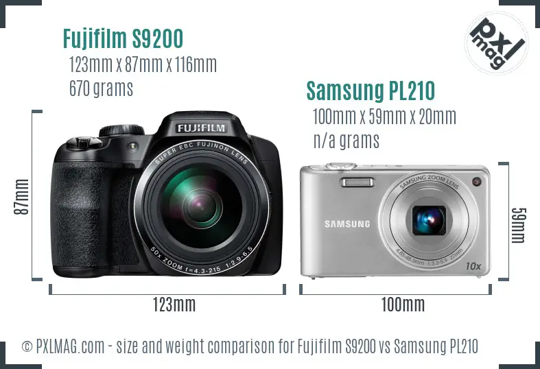 Fujifilm S9200 vs Samsung PL210 size comparison Fujifilm S9200 vs Samsung PL210 size comparison