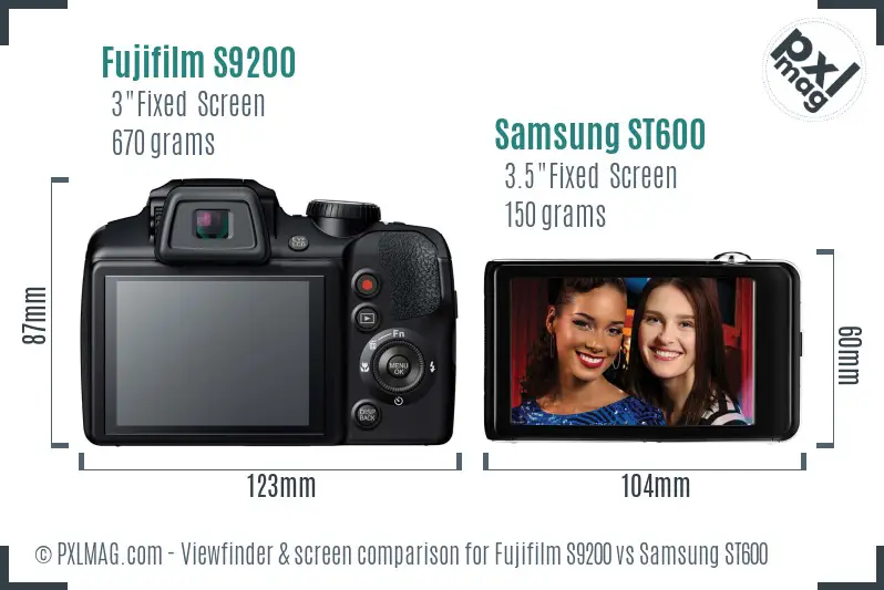 Fujifilm S9200 vs Samsung ST600 Screen and Viewfinder comparison Fujifilm S9200 vs Samsung ST600 Screen and Viewfinder comparison