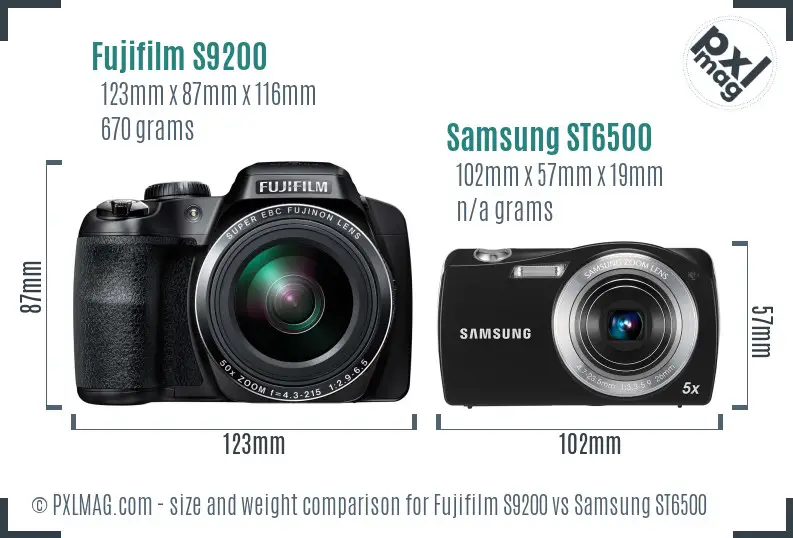 Fujifilm S9200 vs Samsung ST6500 size comparison Fujifilm S9200 vs Samsung ST6500 size comparison
