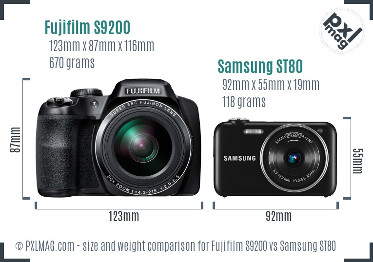 Fujifilm S9200 vs Samsung ST80 size comparison