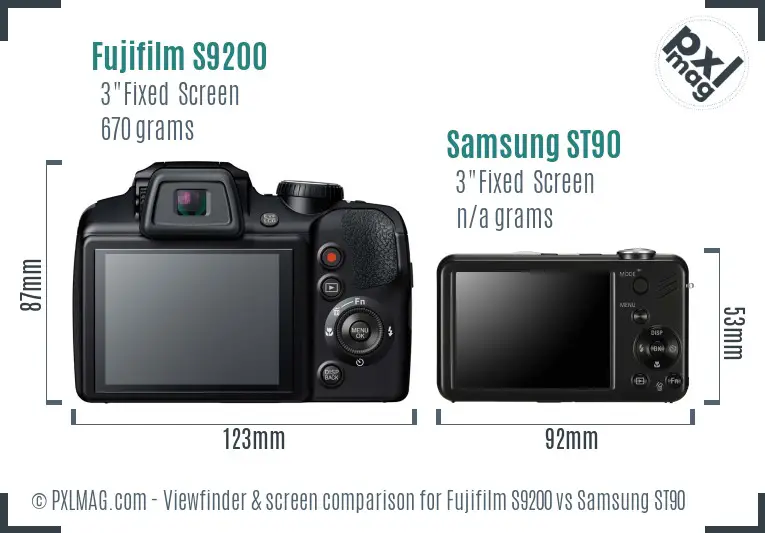 Fujifilm S9200 vs Samsung ST90 Screen and Viewfinder comparison Fujifilm S9200 vs Samsung ST90 Screen and Viewfinder comparison