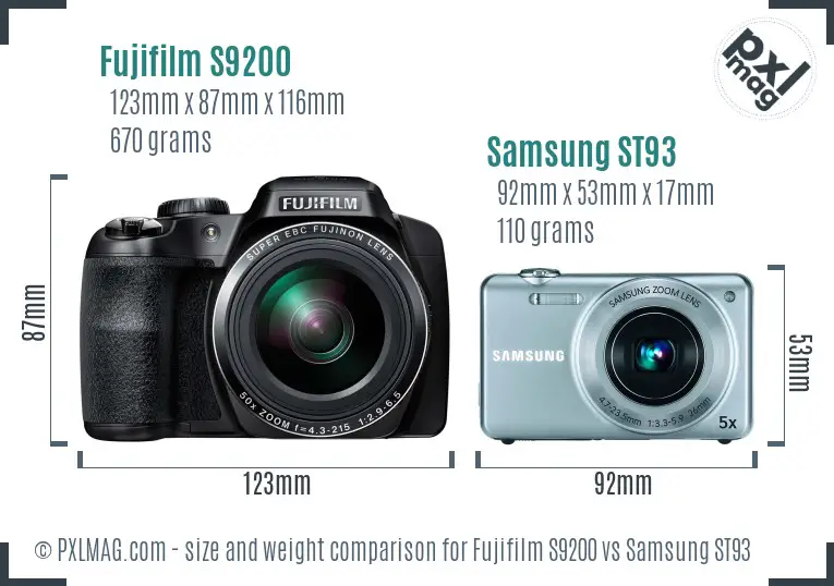 Fujifilm S9200 vs Samsung ST93 size comparison