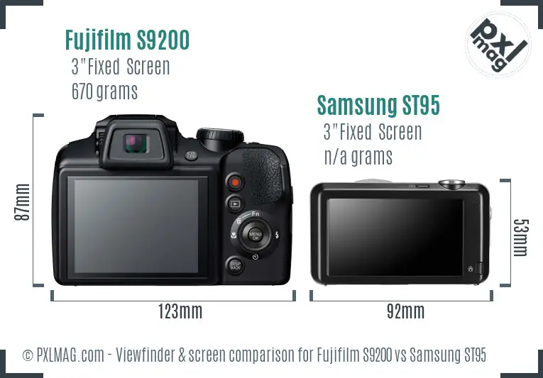 Fujifilm S9200 vs Samsung ST95 Screen and Viewfinder comparison